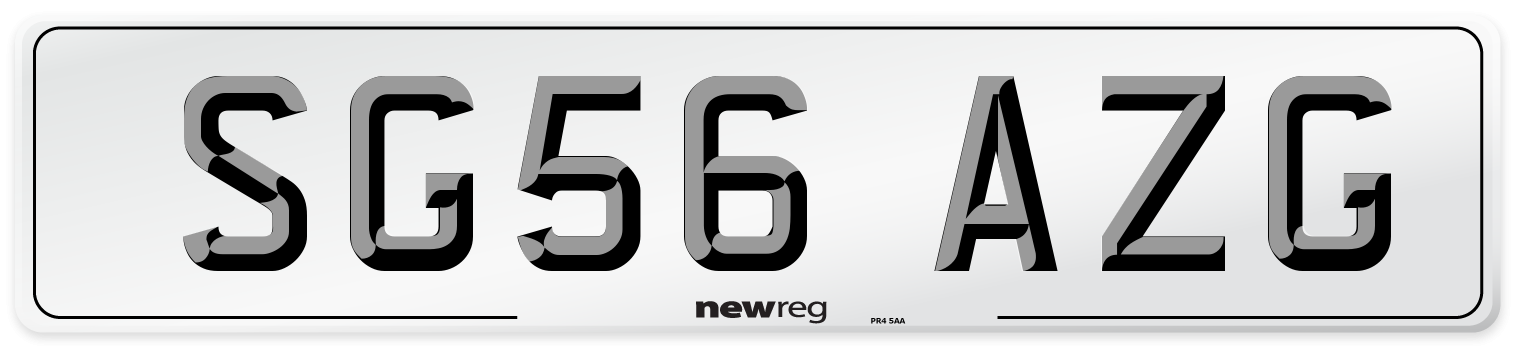 SG56 AZG Number Plate from New Reg